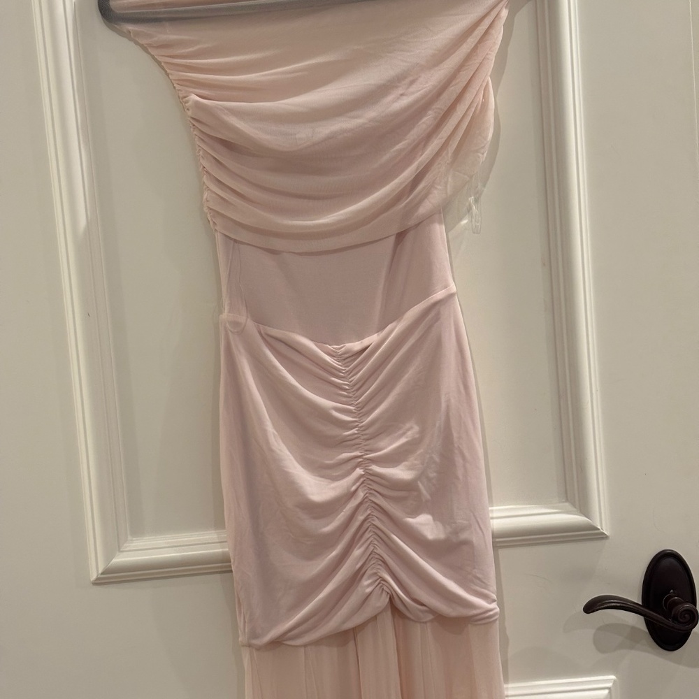 MESHKI Caspian Off-Shoulder Mesh Maxi Dress | Pale Pink | XS | New with Tags/ - Picture 5 of 7